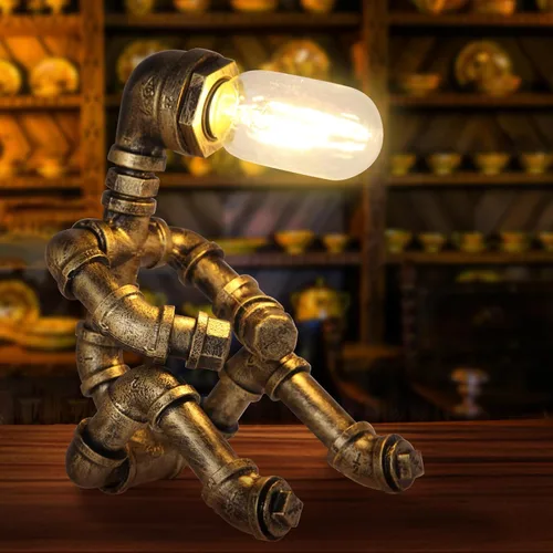 Miniatura 11 de Lámpara de mesa de guitarra musical, lámpara de mesa robot de guitarra steampunk, lámpara steampunk de guitarras retro, lámpara de robot de tubo