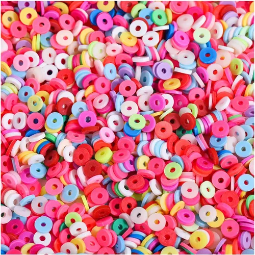 jweemax 300 cuentas sueltas redondas planas de 0.236 pulgadas, espaciador de arcilla polimérica para joyería, fabricación de pulseras, color sólido,