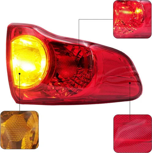 Miniatura 6 de leaptrend Conjunto de luces traseras derechas, lámpara exterior trasera compatible con Toyota Corolla 2009-2010, luz de freno lateral del pasajero