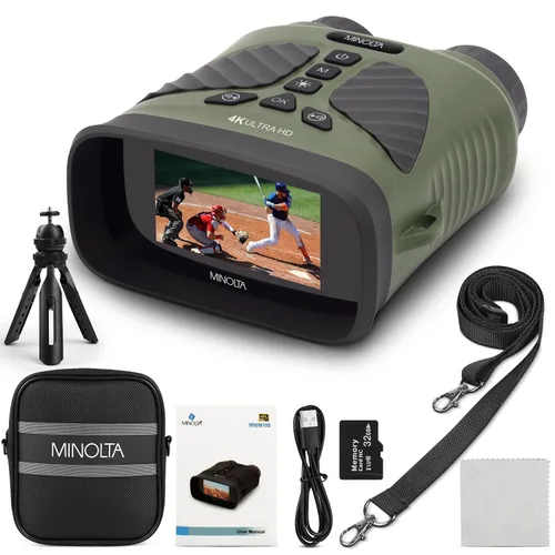 Miniatura 10 de Minolta Monocular digital de visión nocturna 10x25 con cámara de video HD 4K incorporada (negro)