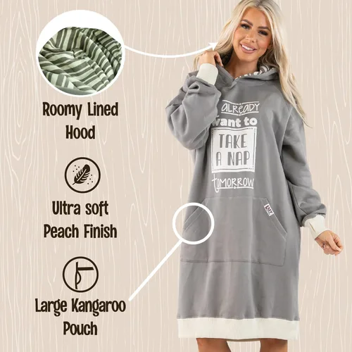Miniatura 90 de Lazy One Sudadera con capucha de gran tamaño, ropa de dormir cómoda, vestido de suéter para mujer