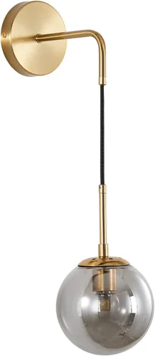 Miniatura 12 de Modo Lighting - Lámpara de pared moderna de mediados de siglo, minimalista, ajustable, de latón crudo, redonda, lámpara de lectura (pantalla ámbar)