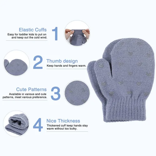 Miniatura 10 de Century Star Guantes cálidos de invierno para niños pequeños, guantes elásticos mágicos para niños y niñas, tejido suave para bebé