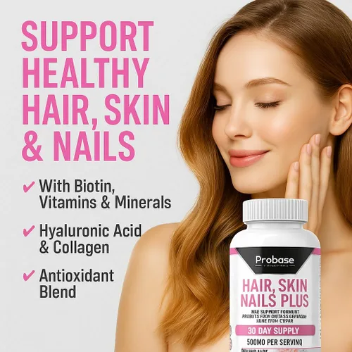 Miniatura 3 de Probase Nutrition Cabello, piel y uñas más 60 cápsulas de suministro para 30 días