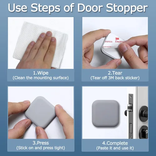 Miniatura 3 de Topes de puerta, protector de pared, protector de amortiguador, pomo de puerta, parachoques autoadhesivo, silenciador de goma suave, almohadilla