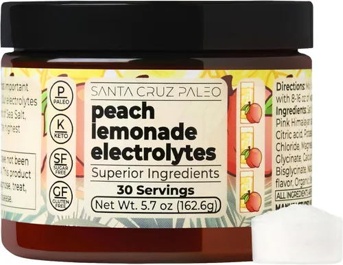 Miniatura 13 de Santa Cruz Paleo Polvo de electrolitos, sabor a limonada, mezcla de bebida de hidratación sin azúcar con sal rosa del Himalaya, sal marina