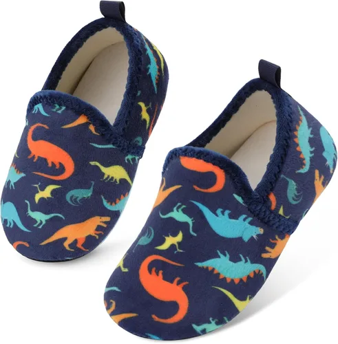 Miniatura 3 de Scurtain Pantuflas unisex para niños grandes, calcetines de lana artificial con suela de goma antideslizante para niños grandes, niñas y niños