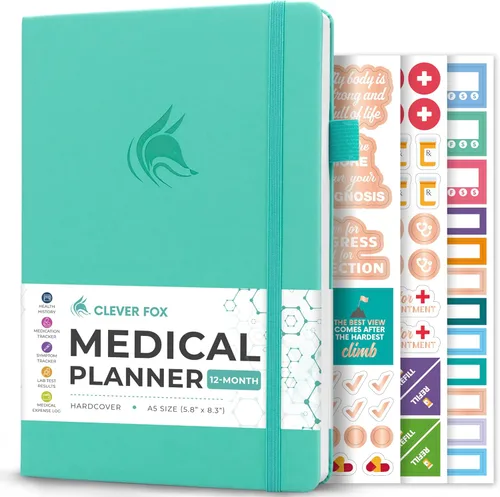 Miniatura 9 de Clever Fox - Planificador médico compacto A5 de 12 meses – Cuaderno médico, diario de salud, diario de bienestar para el seguimiento de la salud