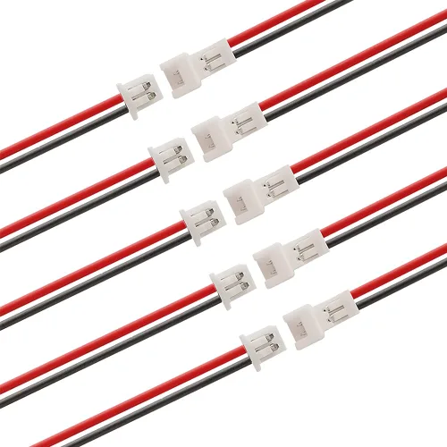 Miniatura 4 de 40 piezas (20 pares) de 0.049 in 2 pines mini micro macho y hembra de cable de conexión con conector de terminal rojo negro cable de 3.937 in