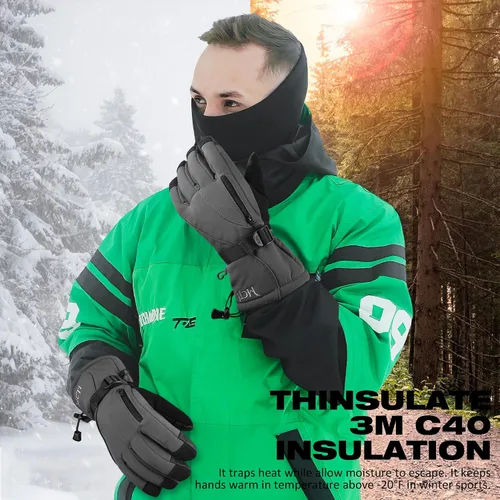 Miniatura 2 de MCTi Guantes de esquí impermeables para hombre, cálidos, 3M, Thinsulate, snowboard, motos de nieve y clima frío