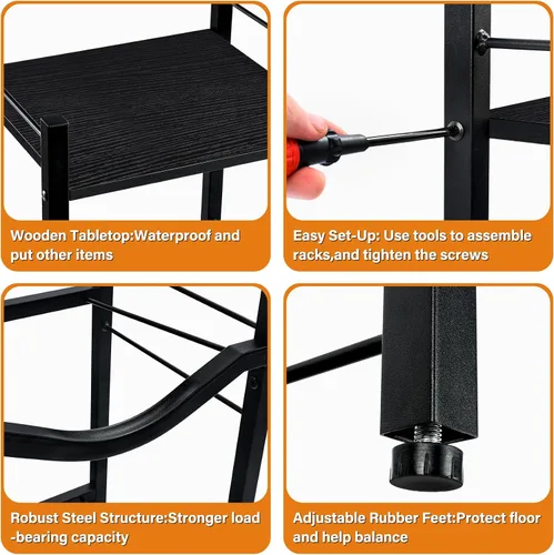 Miniatura 5 de TC-HOMENY Soporte para jarra de agua de 5 galones, estante de 3 niveles para dispensador, soporte organizador para hogar y oficina (negro)