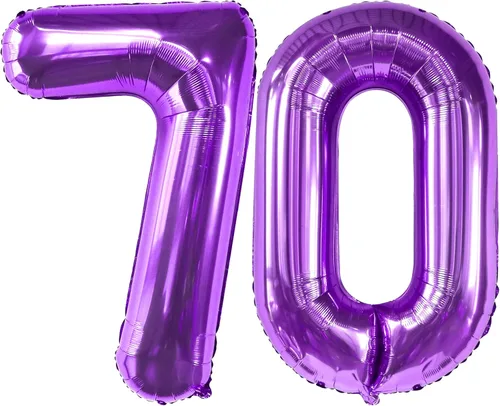 Miniatura 9 de KatchOn Globos gigantes morados del número 70, 40 pulgadas, decoraciones de 70 cumpleaños, suministros de fiesta para celebración de hitos
