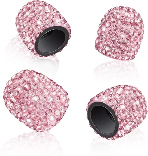 Miniatura 3 de WINKA 4 tapones para válvula de neumático de automóvil con diamantes de imitación, 1 cubierta de botón de motor de automóvil, anillo de encendido