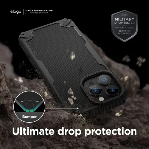 Miniatura 4 de elago Armor - Funda compatible con iPhone 13 Pro Max (6.7 pulgadas), funda protectora resistente, funda de TPU premium, textura de fibra de carbono
