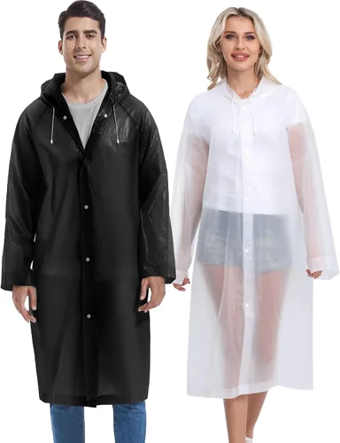 Miniatura 154 de 2 abrigos de lluvia de Borogo para adultos, chaquetas de lluvia reutilizables para hombres y mujeres
