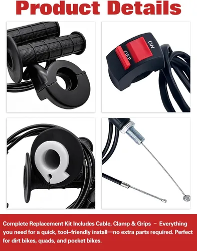 Miniatura 5 de Cable del acelerador y mango del acelerador para 7/8 pulgadas 50 90 110 CC 150cc 250cc Mini Bike ATV Quad compatible con Coleman Powersports 196cc