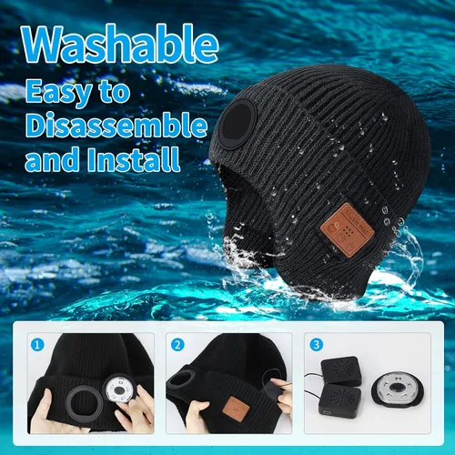 Miniatura 30 de Gorro Bluetooth con auriculares ligeros e inalámbricos, micrófono integrado y altavoces estéreo mejorados con música