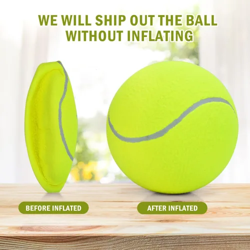 Miniatura 3 de Pomeat 2 pelotas de tenis Gaint para perros, pelotas de tenis inflables grandes de 9.5 pulgadas, juguete masticable para mascotas, pelotas de 2