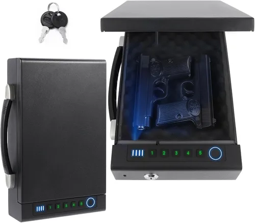 Caja fuerte biométrica para pistola de huellas dactilares, 3 métodos de acceso rápido, con huella dactilar/PIN digital/llave, adecuado para armarios