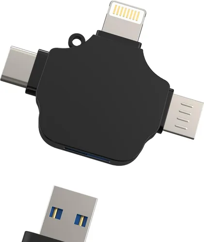 Adaptador OTG USB a Lightning Micro USB tipo C (3 en 1) compatible con Samsung LG Apple iPhone15 14 13 12 Pro Max Plus iPad Air Mini cámara lector