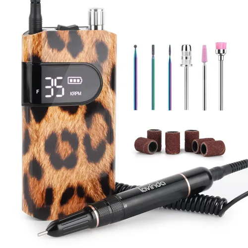 Miniatura 9 de Lavinda Diamond - Taladro de uñas profesional recargable, 35000 RPM, lima de uñas eléctrica inalámbrica y portátil, con motor sin núcleo para uñas