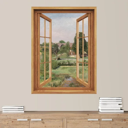 Miniatura 36 de SIGNWIN Adhesivo mural removible para pared, atardecer cielo naranja, otoño, bosque, árbol, paisaje, naturaleza, arte fino, rústico, paisaje