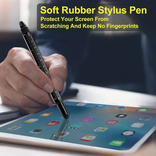 Miniatura 4 de Juego de bolígrafos multiherramienta 11 en 1 con LED, lápiz capacitivo, nivel, destornillador, cabeza plana, regla, regalos para hombres, él, papá