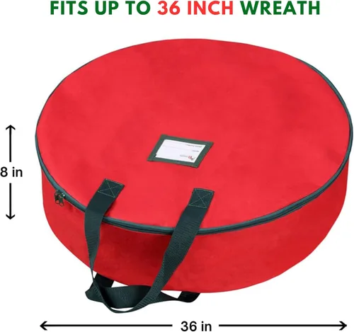 Miniatura 2 de Bolsa de almacenamiento para coronas navideñas resistente de 36 pulgadas, con asas fabricadas de material duradero de poliéster Oxford 600D, bolsa