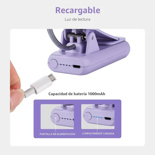 Miniatura 4 de VAVOFO - Luz de lectura recargable para libros en la cama para niños, 7 LED con luz de 9 niveles de blanco cálido y luz diurna, lámpara