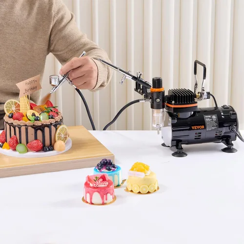 Miniatura 9 de Kit de aerógrafo VEVOR, juego profesional de aerógrafo con compresor de 1/5 HP y 3 aerógrafos, kit de sistema de aerógrafo con aerógrafos de acción