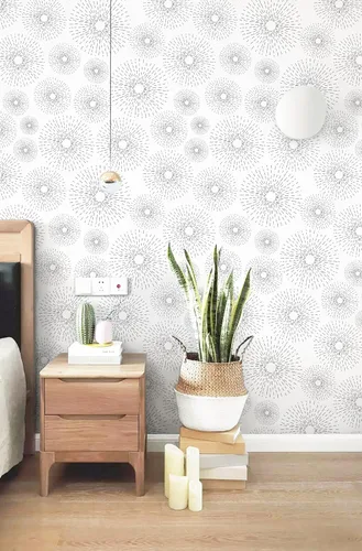 Miniatura 5 de Safiyya Papel tapiz de despegar y pegar en blanco y negro, papel de contacto geométrico, papel de pared moderno, autoadhesivo, extraíble