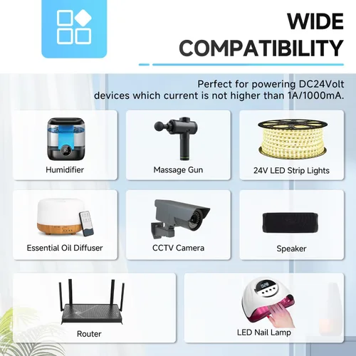 Miniatura 6 de Adaptador de fuente de alimentación de 24 V 1 A, 24 V, 1000 mA, 500 mA, adaptador de fuente de alimentación de conmutación de CA/CC para tira LED