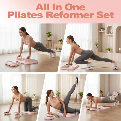 Miniatura 3 de Tabla de Pilates, Reformador de Pilates 6 en 1 para Ejercicio de Core y Cuerpo Completo, Equipo de Gimnasio Portátil para el Hogar con Pantalla
