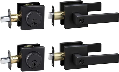 Miniatura 9 de Juego de cerraduras de puerta delantera, juego de cerradura de puerta exterior, manija de puerta con cerradura de cerrojo de un solo cilindro