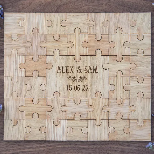 Miniatura 6 de Libro de invitados de boda, rompecabezas alternativo, libro de visitas personalizado, piezas de madera grabadas con láser para fiesta, compromiso