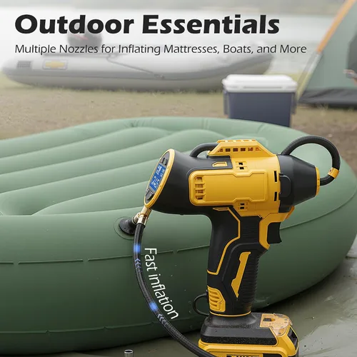 Miniatura 4 de Inflador de neumáticos inalámbrico compatible con batería Dewalt de 20 V MAX, bomba de aire de mano de 150 PSI, compresor de aire portátil