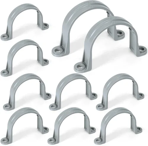 Miniatura 11 de OURU 16 correas de tubo de PVC de 1 pulgada, abrazadera de tubo de plástico de 2 agujeros, abrazadera de conducto para reforzar tuberías, conductos