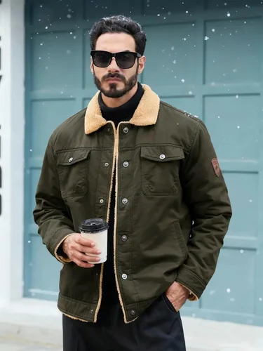 Miniatura 2 de TACVASEN Chaqueta de Invierno para Hombre con Forro Polar Sherpa Abrigo Tipo Cargo Chaqueta Trucker Cálida y Gruesa con Múltiples Bolsillos