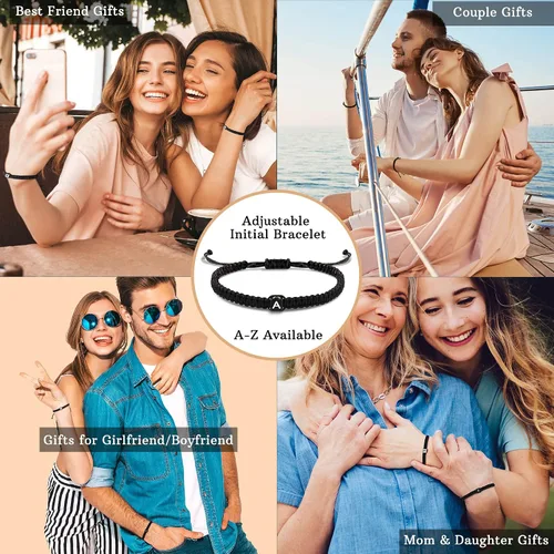 Miniatura 5 de Pulseras con iniciales para mujeres y hombres, regalos para ella, adolescente, mejor amiga, cumpleaños, graduación, delicadas pulseras trenzadas