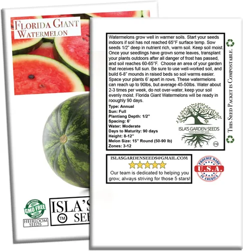 Miniatura 7 de Cultiva enormes sandías gigantes de Florida, más de 25 semillas de reliquia sin OMG de Isla's Garden Seeds, melones masivos de 40 a 50 libras