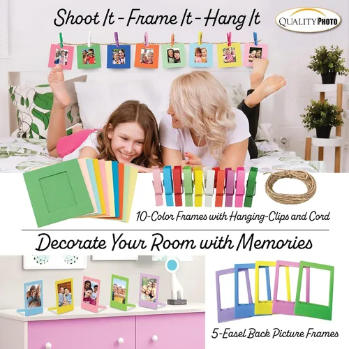 Miniatura 5 de Fujifilm Cámara instantánea Instax Mini 12 con funda, 20 impresiones de Fujifilm (rosa flor), calcomanías decorativas, marcos, álbum de fotos y más
