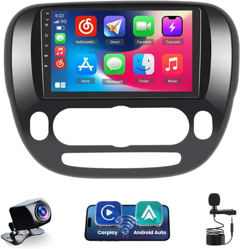 Radio de coche WiFi de 5 GHz para Kia Soul 2014 2015 2016 2017 (A/C manual): [2G+64G] Actualización de pantalla táctil de 9 pulgadas para Kia Soul