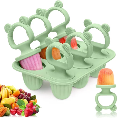 Miniatura 11 de Moldes de silicona para paletas para bebés con palitos, moldes de mini paletas para bebés de leche materna para aliviar la dentición