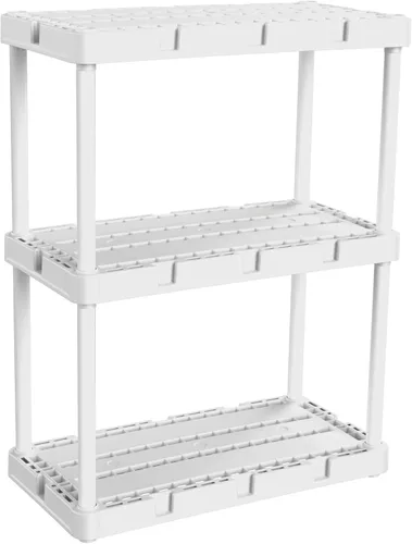 Gracious Living Unidad de almacenamiento de 3 estantes Knect-A-Shelf, de carga ligera, organizador de 12 x 24 x 33 pulgadas para el hogar, garaje, 3