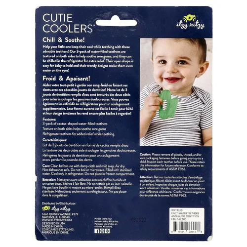 Miniatura 2 de Itzy Ritzy Mordedores rellenos de agua, enfriadores fríos con textura en ambos lados para masajear encías doloridas y dientes emergentes, se pueden