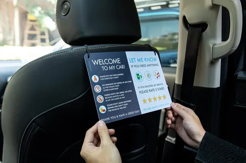 Miniatura 3 de NIVRANA Paquete de 2 letreros de coche Rideshare - Mejores relaciones con los clientes, calificaciones más altas y más consejos con letrero