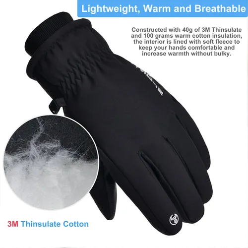 Miniatura 5 de Timepoch Guantes de invierno para hombres y mujeres, guantes cálidos para pantalla táctil, resistentes al viento, guantes térmicos, guantes de nieve