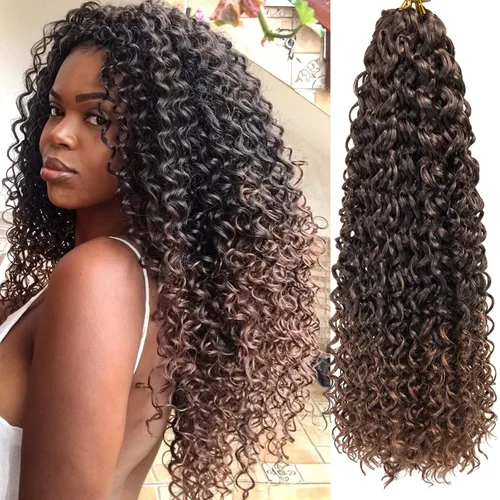 Miniatura 22 de QRHSUKA - Mechones rizados con ganchillo GoGo, cabello ondulado con ganchillo de agua para mujeres, sintético gris, trenzado bohemio, trenza de onda