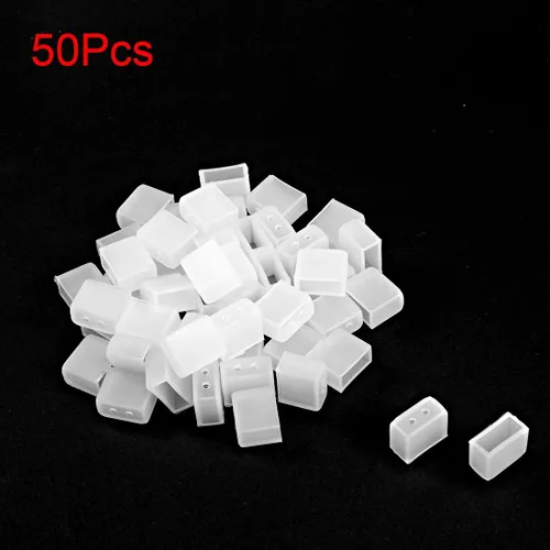 Miniatura 2 de uxcell 50 unids silicona enchufe fit 3528 0.315 in ancho LED tubo tira luz extremo tapa cubierta W 2 agujeros blanco