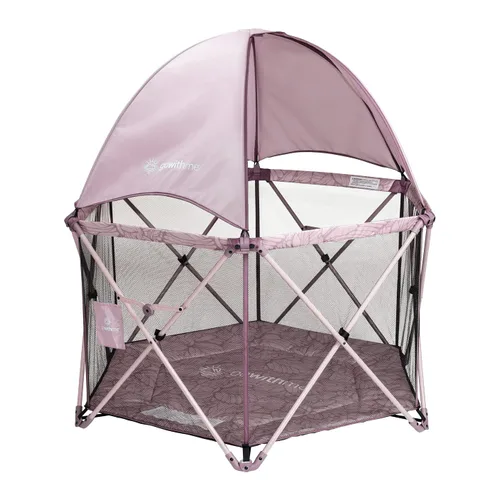 Miniatura 9 de Baby Delight Go With Me Eclipse - Corralito portátil de malla Parque de juegos Toldo solar Interior y exterior Base de rayas acuarela Rayas